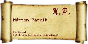 Márton Patrik névjegykártya
